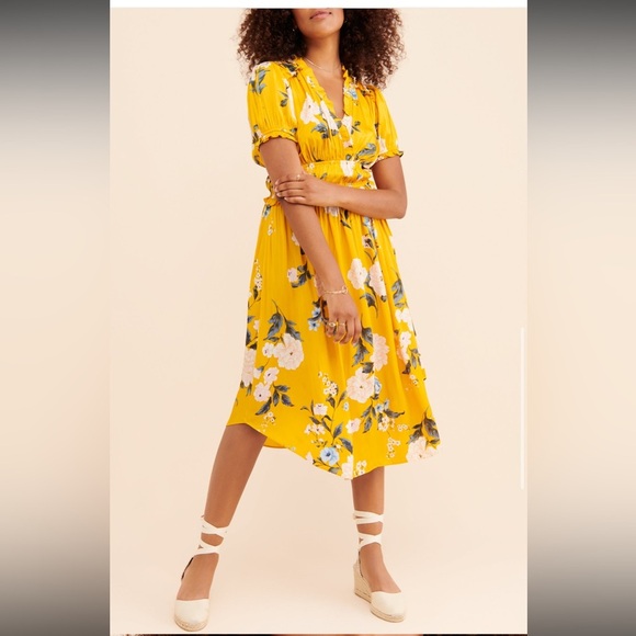 Current Air Dresses & Skirts - Current Air CanaryYellow Floral Midi Sundress NWOT